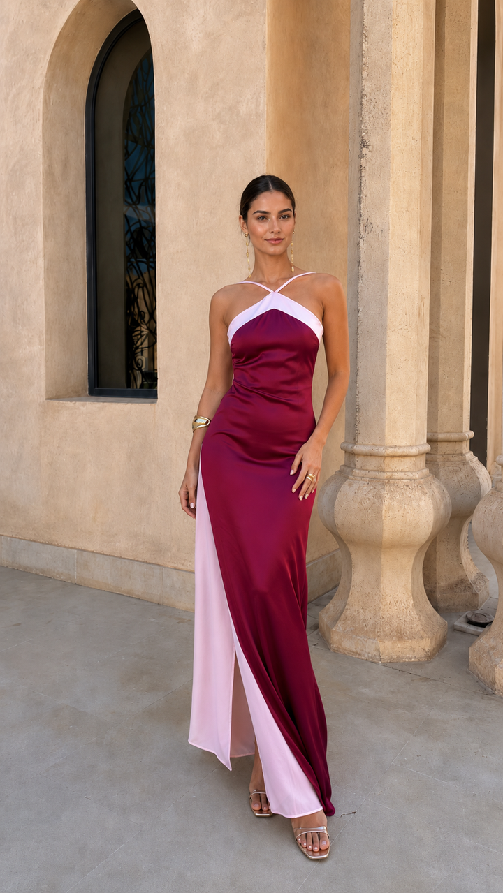 VESTIDO OASIS EN BURDEOS