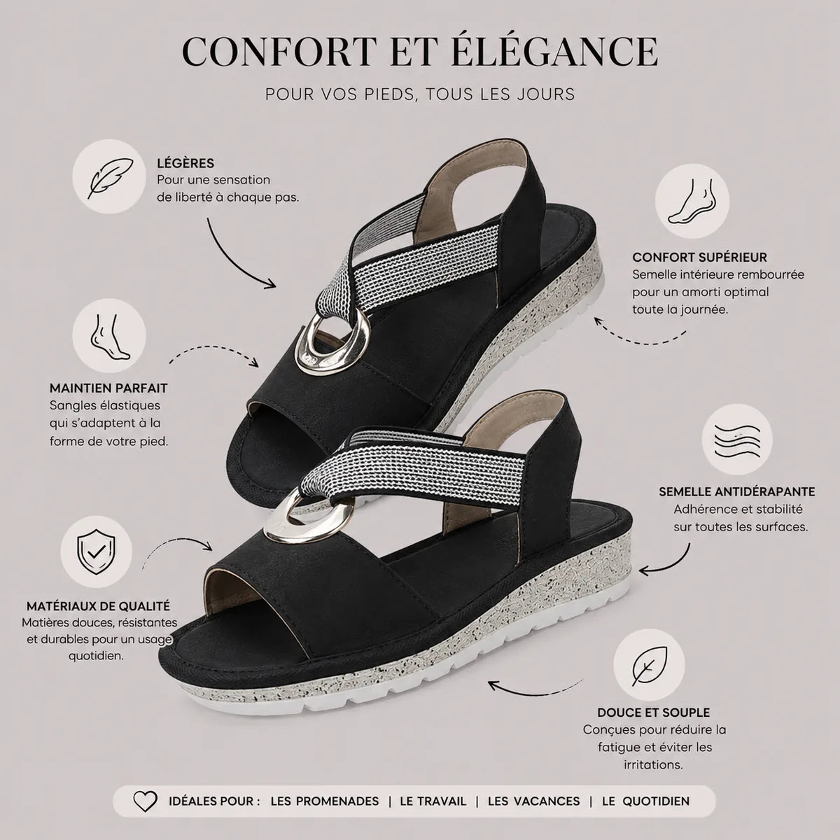 Élianne | Sandales confort ajustables