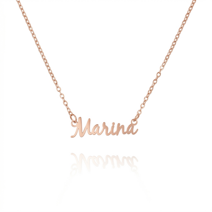 Collar de tenis personalizado de Auxana con nombre grabado, en plata brillante y diseño elegante para uso diario.