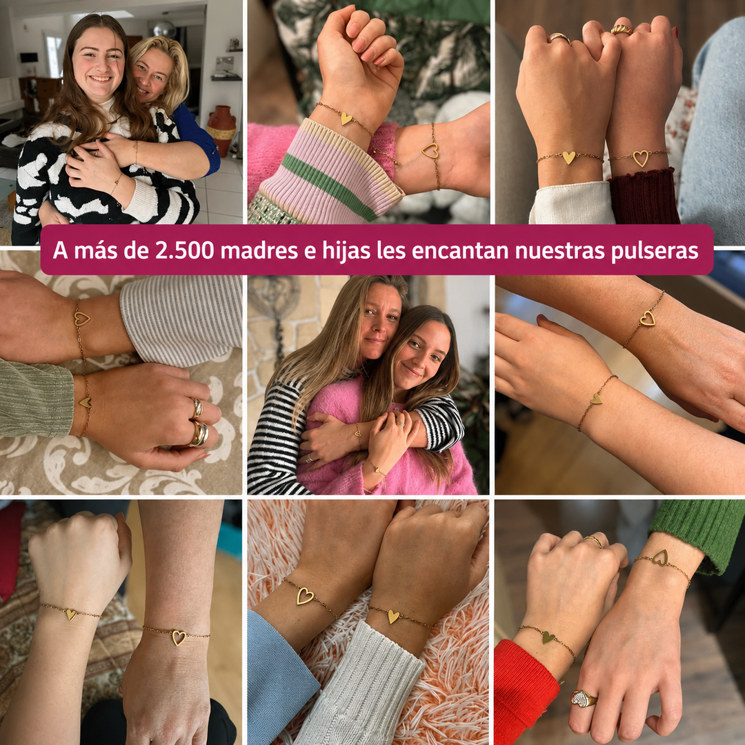 Set de pulseras con corazón de Auxana, pulseras de moda con dijes en forma de corazón y diseños elegantes en tonos metálicos.