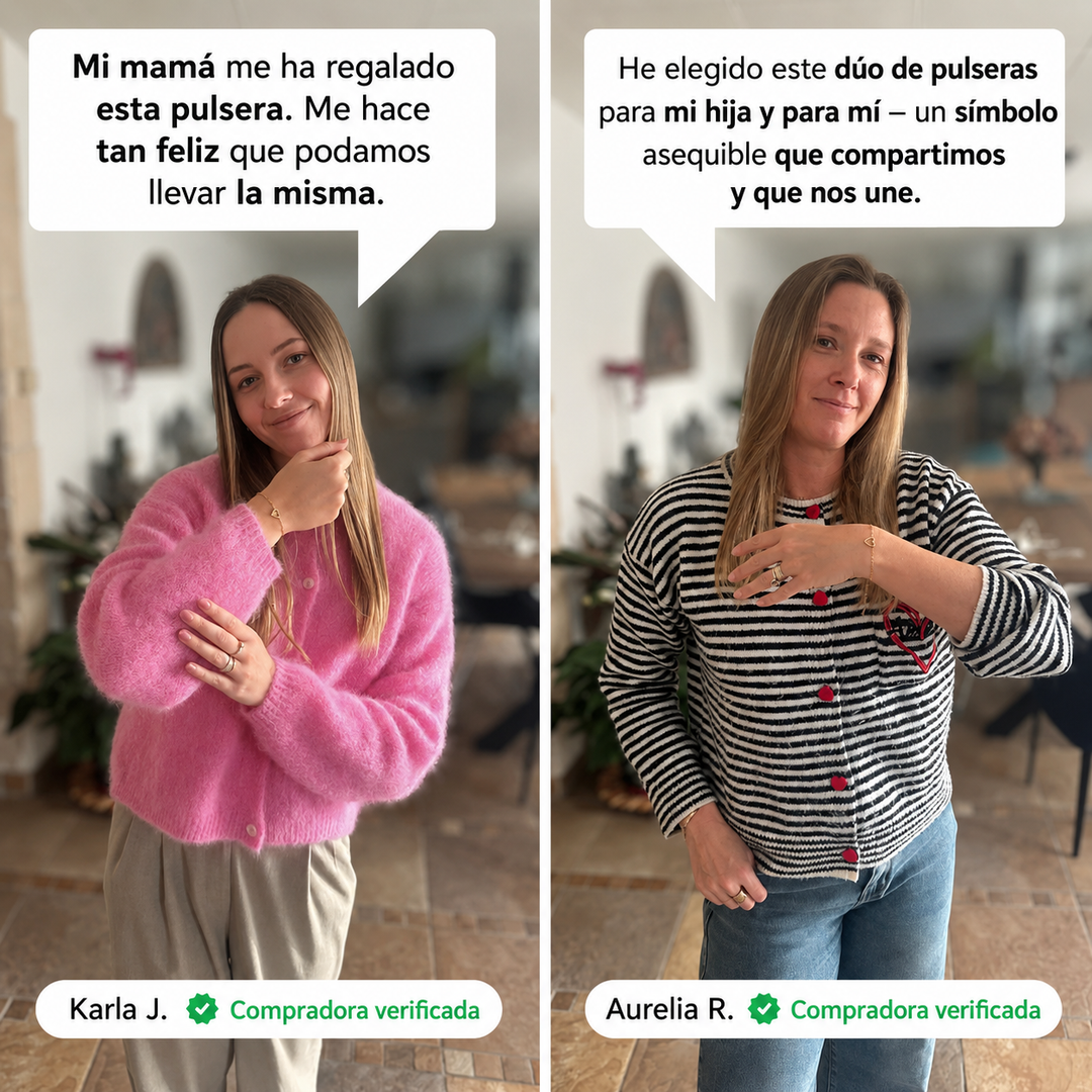 Set de pulseras con corazones de la marca Auxana, pulseras de moda con detalles en forma de corazón, en tonos variados.