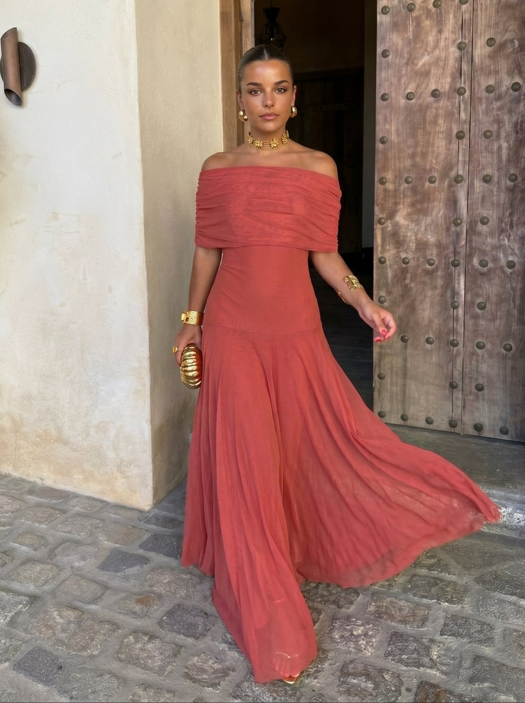 VESTIDO TOLEDO EN TERRACOTA